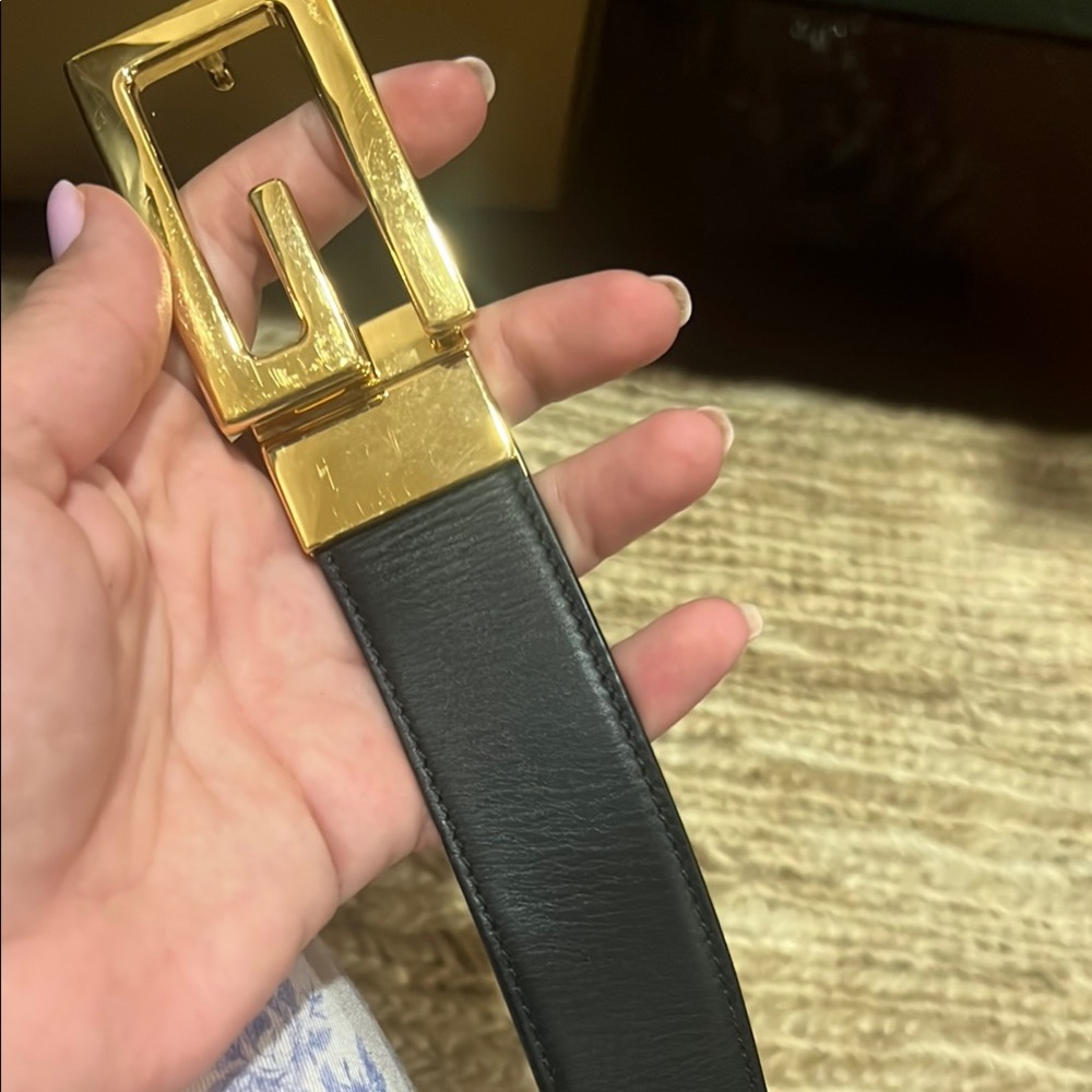 Pre-loved men's Gucci Brown Gold Leather Belt with Signature Buckle - Picture 6 of 7